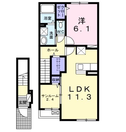 伊那市駅 徒歩25分 2階の物件間取画像